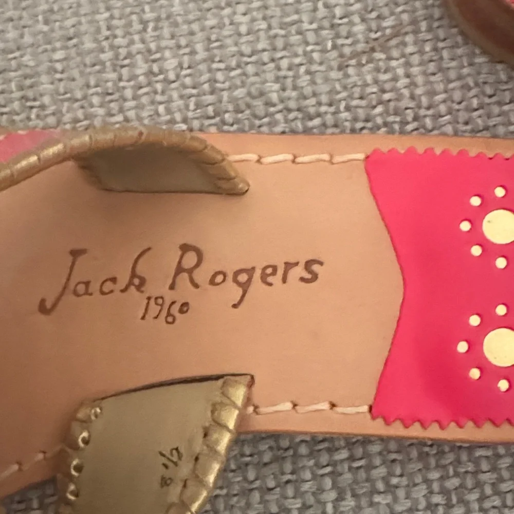 Jack Rogers Pink Leather Sandals with Gold Trim 8.5 - Picture 3 of 5